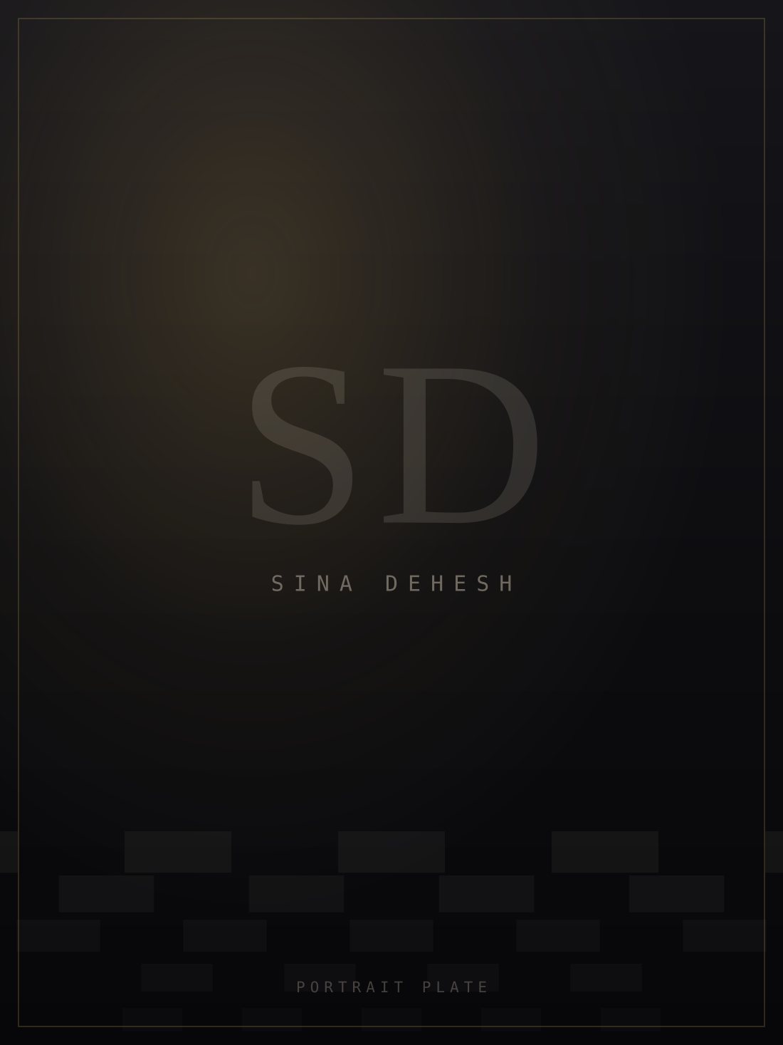 Portrait plate for Sina Dehesh — placeholder artwork awaiting the photograph